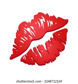 Red kiss mark or lips mark Large size icon for emoji smile