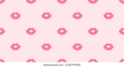 Red Kiss Mark Seamless Pattern Valentine Background