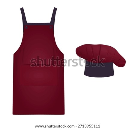 Red kitchen apron and cap. vector illustration