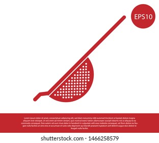 Red Kitchen colander icon isolated on white background. Cooking utensil. Cutlery sign.  Vector Illustration