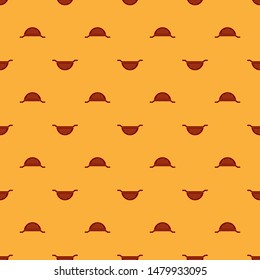 Red Kitchen colander icon isolated seamless pattern on brown background. Cooking utensil. Cutlery sign.  Vector Illustration
