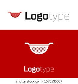 Red Kitchen colander icon isolated on white background. Cooking utensil. Cutlery sign. Logo design template element. Vector Illustration