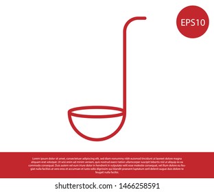 Red Kitchen ladle icon isolated on white background. Cooking utensil. Cutlery spoon sign.  Vector Illustration