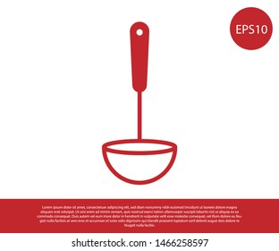 Red Kitchen ladle icon isolated on white background. Cooking utensil. Cutlery spoon sign. Vector Illustration Red Kitchen ladle icon isolated on white background. Cooking utensil. Cutlery spoon sign. Vector Illustration