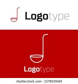 Red Kitchen ladle icon isolated on white background. Cooking utensil. Cutlery spoon sign. Logo design template element. Vector Illustration