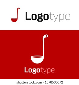 Red Kitchen ladle icon isolated on white background. Cooking utensil. Cutlery spoon sign. Logo design template element. Vector Illustration