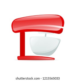 Red kitchen mixer icon. Clipart image isolated on white background