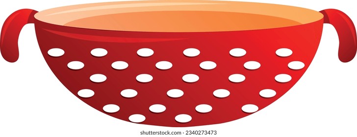 Red kitchen sieve. Cooking utensil, kitchenware. Cartoon vector illustration for food apps, websites and menues