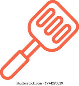 Red kitchen spatula, illustration, on a white background.