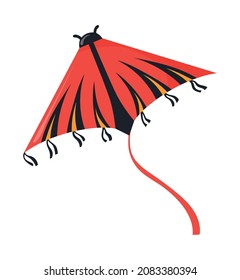 Red kite. Colorful toys with wings for boy, vector illustration isolated on white background