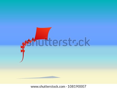 Red kite on a beach vector