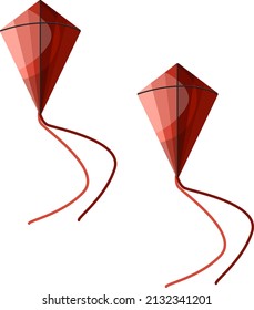 Red kites, illustration, vector on a white background.