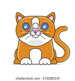 Red Kitten In A Simple Cute Style, Isolated Vector Illustrations.