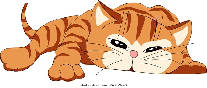 red kitten sleep. sketch