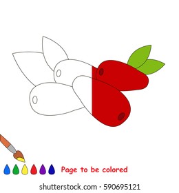 Red Kizil in vector to be traced, restore dashed line and color the picture, the simple visual game with easy education game level for preschool kids.