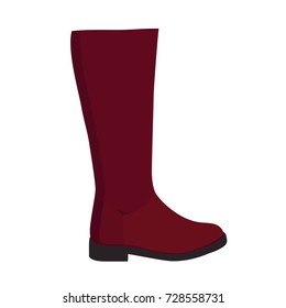 Red Knee high boots icon in cartoon style isolated on white background. Shoes on flat heel
