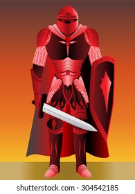 Red knight. Vector illustration