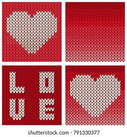 Red knit heart vector. Valentine's day.
