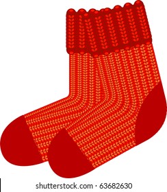 Red Knit Wool Socks