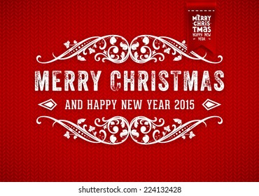 Fondo de punto rojo con etiqueta de Navidad. Diseño de vacaciones.