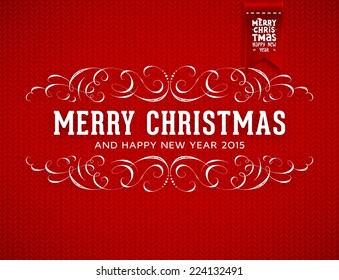 Fondo de punto rojo con etiqueta de Navidad. Diseño de vacaciones.