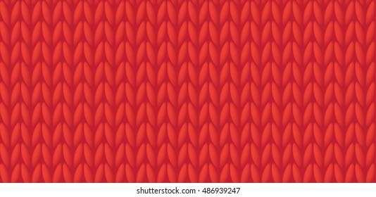 Red knitted background, vector illustration