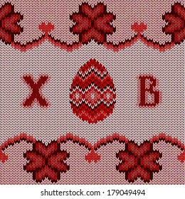 Red knitted easter background