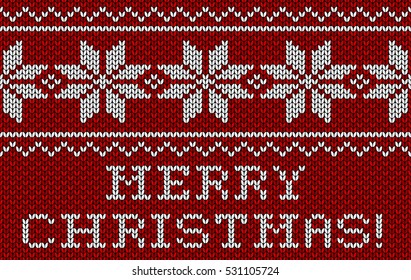 Red knitted seamless pattern. Christmas card. Vector illustration.2017.