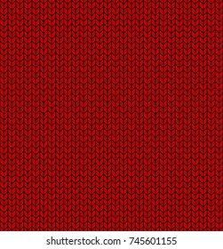 Red knitted seamless pattern. Christmas pattern. Vector illustration. 