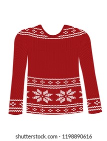 Red knitted sweater. vector illustration