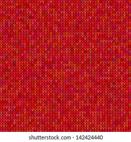 Red knitted sweater vector seamless pattern