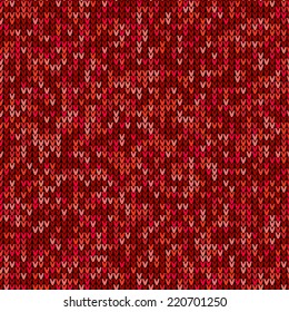 Red knitted sweater vector seamless pattern