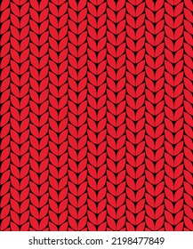 Red knitting as seamless pattern. Cozy Christmas warm pattern. Vector illustration