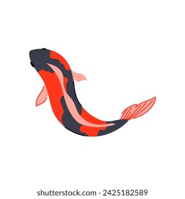 carpa de pez koi rojo. oro de agua, tatuaje de línea, acuarela de jardín signo de carpa de pez koi rojo. símbolo aislado ilustración vectorial