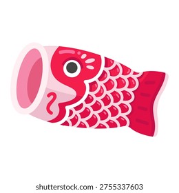 Red Koinobori Carp Streamer Symbolizing Children's Day in Japan, a Colorful Celebration