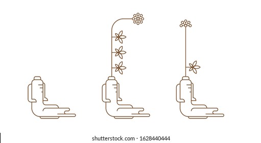 Red korean or chinese ginseng icons. Red ginseng symbol in minimal style. Chinese, korean traditional medicine, food. Line or outline icons. Vector illustration