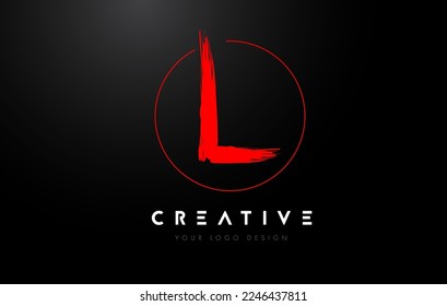 Red L Brush Letter Logo Design. Artistic Handwritten Brush Letters Logo Concept Vector. 