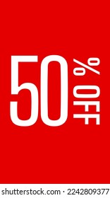 Red label of 50 per cent discount