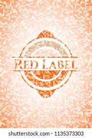 Red Label abstract orange mosaic emblem with background