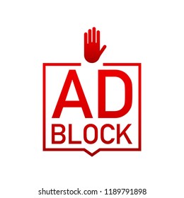 Red label Ad Block on white background. Vector stock illustration.