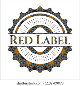 Red Label arabesque emblem background. arabic decoration.