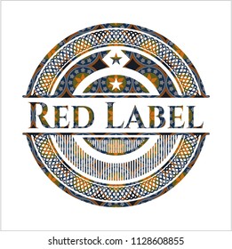 Red Label arabic badge. Arabesque decoration.