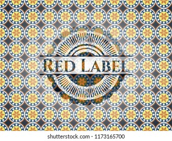 Red Label arabic emblem. Arabesque decoration.