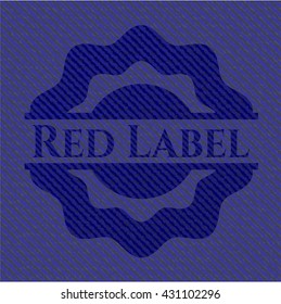 Etiqueta roja con textura jean