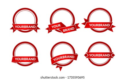Red label banner. Perfect for logo template