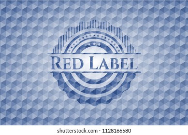 Red Label blue hexagon badge.
