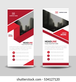 Red label Business Roll Up Banner flat design template ,Abstract Geometric vertical  banner Vector illustration set, presentation brochure flyer 