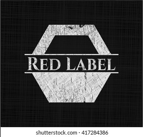 Emblema de tiza roja, estilo retro, tiza o textura de pizarra