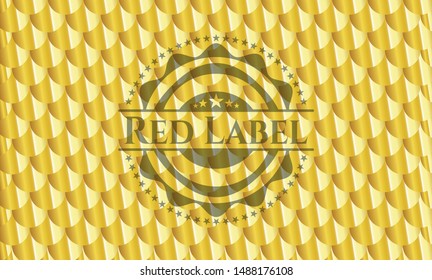 Red Label golden badge or emblem. Scales pattern. Vector Illustration. Detailed.