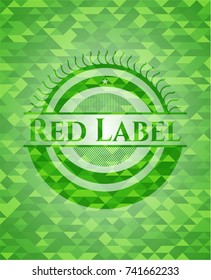 Red Label green emblem with triangle mosaic background